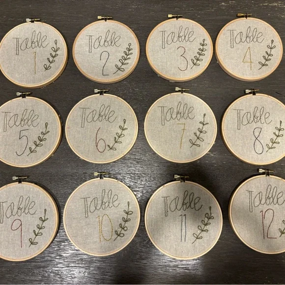 Elegant Embroidered Table Numbers 1-12 - Picture 2 of 5